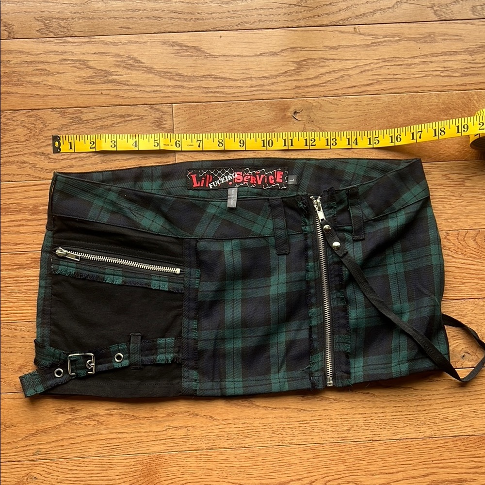 Lip Service Green and Blue Plaid Mini Skirt with Pocket